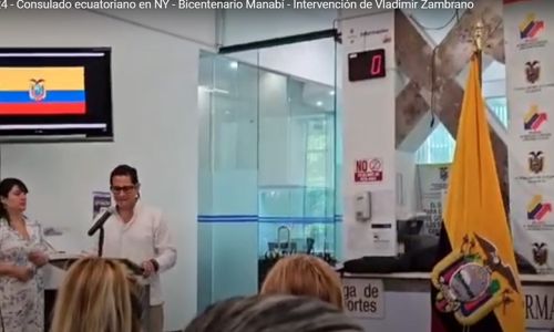 Palabras en el consulado ecuatoriano en NY por el Bicentanario y el manabitismo